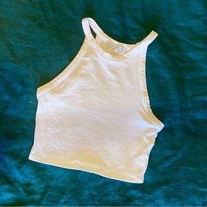 White high neck cropped halter